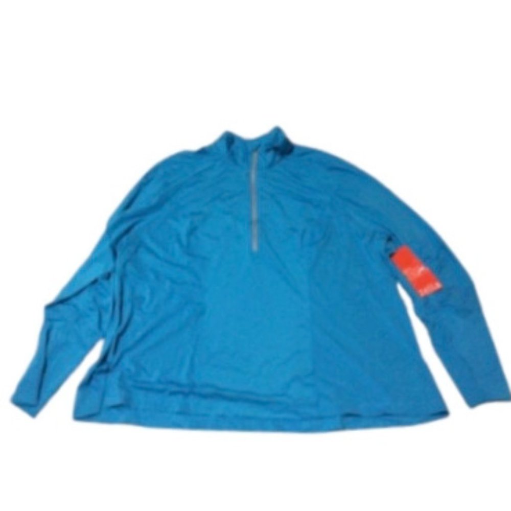 Zella Blue-Stripped Half-zip Workout Jacket 3X